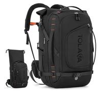 Tolaccea Sac a Dos Voyage Cabine Avion, 40L-55L Grand Sac à Dos Roll-Top Pour Ordinateur Portable 17,3 Pouces, Compatible TSA Sac Cabine Avion - idéal Week-end et Voyage d'Affaires (Noir)