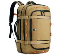 Tolaccea Sac a Dos Voyage Cabine Avion Extensible 45L-50L, Sac à Dos Voyage Imperméable Grand Compatible TSA Antivol, Sac a Dos Ordinateur 17,3“, Sac Cabine Avion pour Homme Femme Voyage, Kaki