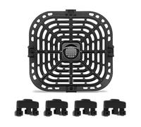 Tolaily Ensemble D'Accessoires pour Friteuse à Air Comprimé, Coussin en Silicone, Protection d'angle, Plaque de Cuisson Carrée Antiadhésive 23 X 24 cm