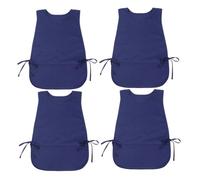 Tolaily Lot de 4 Tabliers de Cordonnier avec 2 Poches, Blouse d'art Imperméable pour Femmes, Nettoyage, Peinture, Ménage, Travail, Bleu