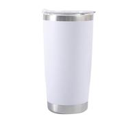 Tolaily Tasse Isotherme en Acier Inoxydable de 20 Oz avec Couvercle pour Voiture, Grande Capacité, Tasse à Glace, Blanche