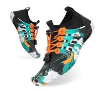 Tolaler Chaussures Aquatiques Enfant Fille Garçon, Chaussures de Plage Antidérapant Pieds Nus Chaussure deau Séchage Rapide Chausson Barefoot Piscine Aqua Surf Nager Plongée Sport Chaîne Noir EU26