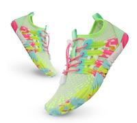 Tolaler Chaussures Aquatiques Enfant Fille Garçon, Chaussures de Plage Antidérapant Pieds Nus Chaussure deau Séchage Rapide Chausson Barefoot Piscine Aqua Surf Nager Plongée Sport Vert Fluo 30