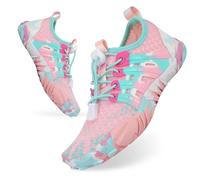 Tolaler Chaussures Aquatiques Enfant Fille Garçon, Chaussures de Plage Antidérapant Pieds Nus Chaussure deau Séchage Rapide Chausson Barefoot Piscine Aqua Surf Nager Plongée Sport Chaîne Rose EU28