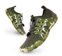 Tolaler Chaussures Aquatiques Enfant Fille Garçon, Chaussures de Plage Antidérapant Pieds Nus Chaussure deau Séchage Rapide Chausson Barefoot Piscine Aqua Surf Nager Plongée Sport Vert Militaire 28