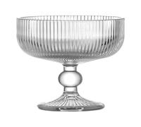 TOLASTO Lot de 6 bols à dessert vintage en verre avec pieds en relief pour dessert, crème glacée, salade, bonbons, gâteau - 255 g - Transparents