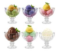 TOLASTO Lot de 6 coupelles à dessert en verre transparent de 210 ml - Coupes à glace - Verres à cocktail à crevettes - Bol de service pour glace, dessert, pudding, entrée, salade, fruits