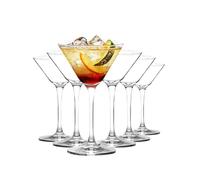 TOLASTO Lot de 6 verres à martini réutilisables avec pied pour bar, margarita, whisky, gin, tequila, sans BPA, passent au lave-vaisselle (panier supérieur), 160 ml, transparents
