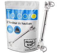 Toldoro® 2x M6 tendeur de hauban en acier inoxydable V4A / tendeur de voile solaire, tendeur de câble, tendeur de fil, fourche/forme fermée