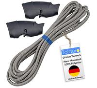 Toldoro® Cordage 10m et Ø 6mm Gris 2 Serre-câble Inclus/Corde pour Parasol en Polyester/Corde Solide avec Charge de Rupture de 800kg et 1050 daN/Corde Marin et Corde Voile ombrage
