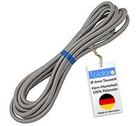 Toldoro® Cordage 10m et Ø 6mm Gris/Corde pour Parasol en Polyester/Corde Solide avec Charge de Rupture de 800kg et 1050 daN/Corde Marin et Corde Voile ombrage