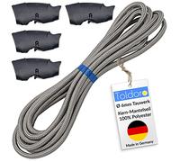 Toldoro® Cordage 5m et Ø 6mm Gris 4 Serre-câble Inclus/Corde pour Parasol en Polyester/Corde Solide avec Charge de Rupture de 800kg et 1050 daN/Corde Marin et Corde Voile ombrage