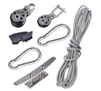 Toldoro® Poulie à 3 voies avec taquet à 2 trous, taquet et poulie, pour tendre et fixer les voiles d'ombrage et les voiles d'ombrage - Système de poulie robuste