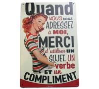 Tole Pin Up Rousse Qui Aime Les Compliments Plaque Humoristique