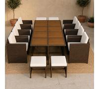 Toledo salon de jardin 12 pl en résine marron et coussins beige + housse