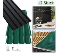 Tôles trapézoïdales LARS360 12 pièces 115×45 cm - Plaques de toit noires robustes en acier galvanisé - Plaques de tôle ondulée résistantes aux intempéries avec kit de montage - Pour garage, abri de ja