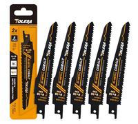 TOLESA Lames de Scie Sabre Metal 150mm 8+10tpi Pour La Démolition de Métal, de Bois, de Panneaux de Fibres de Verre, de Plastique Renforcé Et de Matériaux Composites 5 Pack