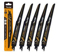 TOLESA Lames de Scie Sabre Metal 225mm 8+10tpi Pour La Démolition de Métal, de Bois, de Panneaux de Fibres de Verre, de Plastique Renforcé Et de Matériaux Composites 5 Pack