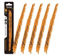 TOLESA Lames De Scie Sabre Pour l'Élagage Du Bois 225mm 5 TPI Pour La Coupe Du Bois De Construction Vert Et La Coupe Des Tuyaux En Pvc Dents Affûtées Crv Pour Une Coupe Rapide 5 Pack
