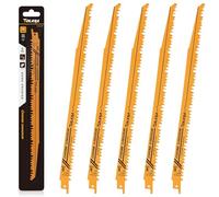 TOLESA Lames De Scie Sabre Pour l'Élagage Du Bois 300mm 5 TPI Pour La Coupe Du Bois De Construction Vert Et La Coupe Des Tuyaux En Pvc Dents Affûtées Crv Pour Une Coupe Rapide 5 Pack