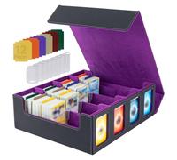 Tolesum Boîte à Cartes Pour MTG, 4 Rangées Deck Box Pour 3200+ Cartes, PU Boîte à Rabat Magnétique Pour Rangement Carte Cartes Magic Commander TCG Yugioh avec 12 Séparateurs et 8 Clips - Violet