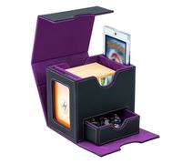 Tolesum Boîte de Rangement Magnétique en Cuir PU pour 100 Cartes MTG, 2 Présentoirs Commander avec Tiroir, Card Deck Box Pour Cartes Magic Commander TCG - Violet
