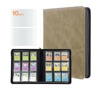 Tolesum Classeur pour Toploader 216 Cartes, Album Portfolio 9 Cases par Page avec Fermeture Éclair, Rangement pour Cartes à Collectionner, MTG, YuGiOh, Sport (Inclus 10 Toploaders 35PT) - Sable