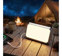Tolesum Lampe Camping, 6 Modes avec Charge Sans Fil Qi, Lampe de Travail Portable 1000LM, Batterie Externe 4000mAh Rechargeable, Base Magnétique, IP44 Étanche pour Randonnée, Urgence - Blanc