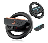 Tolesum Volant pour Manette Switch 2 JoyCon, Pack de 2 Roues de Conduite Noires Ergonomiques avec Boutons L/R - Accessoire Compatible Jeux de Course