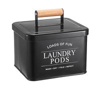 TOLIDA Boîte à lessive en métal antirouille imperméable avec couvercle pour lave-vaisselle Noir