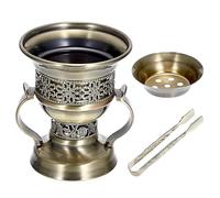 TOLIDA Brûleur d'encens vintage avec poignée, pince, brûleur d'encens en métal, brûleur d'encens pour charbon, résine d'encens, cônes d'encens comme cadeau décoratif
