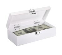 TOLIDA Caisse à monnaie en acrylique blanc avec loquet en métal - Organiseur de rangement à une rangée de monnaie et billets