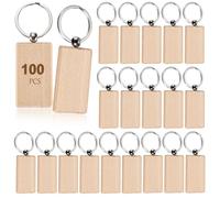 TOLIDA Lot de 100 porte-clés en bois naturel - Rondelles en bois naturel - Personnalisables - Pour cadeaux individuels, sacs, étiquettes nominatives pour animaux de compagnie, bricolage, décoration -