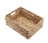 TOLIDA Panier de rangement tissé en jacinthe d'eau avec poignée - Panier de rangement tressé naturel - Imperméable - Pour vêtements, literie, fruits, bière, jouets, papiers - Taille XL