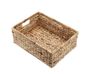 TOLIDA Panier de rangement tissé en jacinthe d'eau avec poignée - Panier de rangement tressé naturel - Imperméable - Pour vêtements, literie, fruits, bière, jouets, papiers - Taille XL