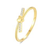 Tolldek Alliance au 375/585/750 en or jaune avec cœur et diamant en or véritable 9 K/14 K/18 carats, taille 47-65, or jaune 14 carats (585), Diamant