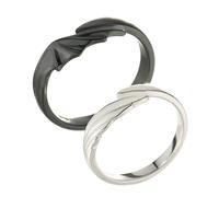 Tolldek Alliance en argent 925 pour homme, ailes d'ange, ailes de démon, bagues de couple, en argent sterling S925, noir, Argent sterling, Pas de zirconium
