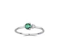 Tolldek Alliance en or blanc 9 K/14 K/18 K, bague d'amitié classique à 3 griffes, créée en laboratoire, émeraude verte véritable, alliance avec moissanite au 375/585/750, taille 47-65, Or blanc 18