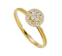 Tolldek Alliance en or jaune 14 carats - Créée en laboratoire - Diamant classique - Bague de fiançailles - En 585 - Bijou en or véritable - Taille 47-65, or jaune 14 carats (585), Diamant Diamant créé