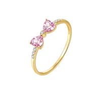 Tolldek Alliance en or jaune 9 K/14 K/18 carats avec nœud papillon et cœur - Au750/585/375 - Taille 47 à 70, or jaune 14 carats (585), Tourmaline Moissanite