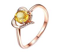 Tolldek Alliances classiques Au750 en or blanc 18 carats avec coupe ovale en saphir jaune 0,8 carat, or 750, bague de mariage en diamant véritable, sans allergènes, Or blanc 18 carats, Saphir Diamant
