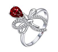 Tolldek Alliances classiques en or blanc 18 carats Au750 - Bague de fiançailles classique avec taille goutte 0,68 ct - Rubis rouge - Or 750 - Sans allergènes, Or blanc 18 carats, Rubis Diamant