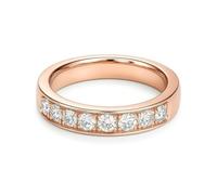 Tolldek Alliances classiques en or blanc 9 K/14 K/18 carats - Alliances décoratives classiques avec moissanite, bague de fiançailles en or blanc 375/585/750, taille 47-65, Or rose 14 carats (585