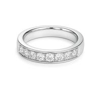 Tolldek Alliances classiques en or blanc 9 K/14 K/18 carats - Alliances décoratives classiques avec moissanite, bague de fiançailles en or blanc 375/585/750, taille 47-65, Or blanc 18 carats (750