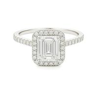 Tolldek Alliances classiques en or blanc 9 K/14 K/18 carats, avec moissanite, taille émeraude, véritable bague de mariage, or blanc au 375/585/750, taille 47-65, Or blanc 14 carats (585), Moissanite