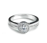 Tolldek Alliances décoratives classiques avec moissanite - En or blanc 375/585/750 - Or blanc 9 K/14 K/18 carats - Taille 47-65, Or blanc 18 carats (750), Moissanite