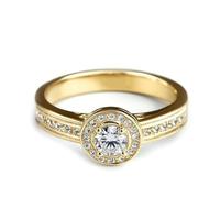 Tolldek Alliances décoratives classiques avec moissanite - En or blanc 375/585/750 - Or blanc 9 K/14 K/18 carats - Taille 47-65, or jaune 18 carats (750), Moissanite