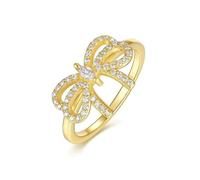 Tolldek Alliances en or 9 K/14 K/18 carats - Avec nœud papillon - Bague de fiançailles en or jaune 375/585/750 - Taille 47-65, or jaune 18 carats (750), Diamant