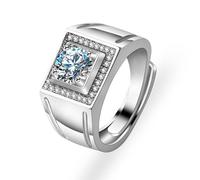 Tolldek Alliances en or blanc 14 carats - Moissanite large - Au585 - Bague solitaire véritable - Taille 54 à 72, Or blanc 14 carats (585), Moissanite