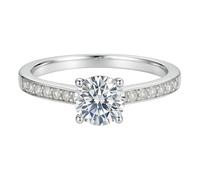 Tolldek Alliances en or blanc 18 carats 750 - 4 griffes - Avec moissanite véritable - 18 carats - Taille 47 (15,0)